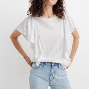 Madewell Holepunch Mix Flutter Top NWOT L
